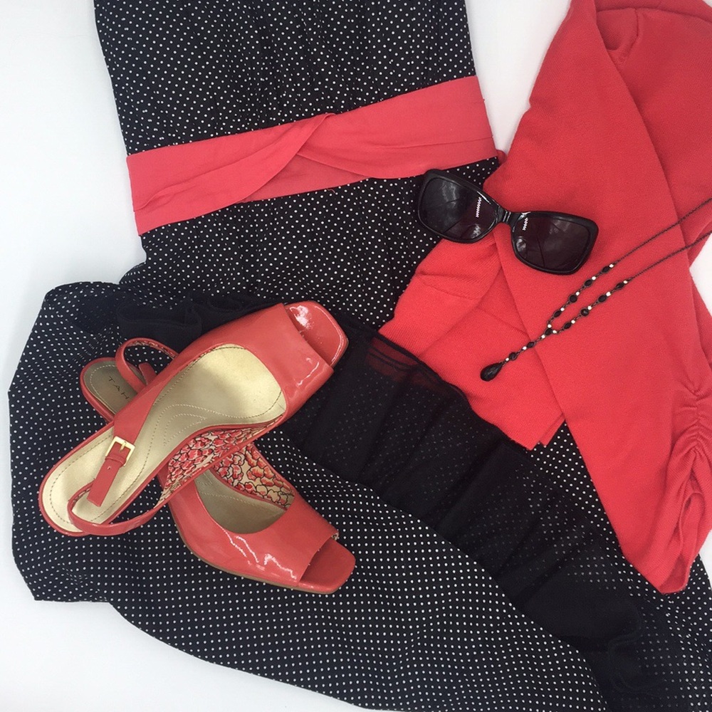 Coral Peep toe sling back Heels